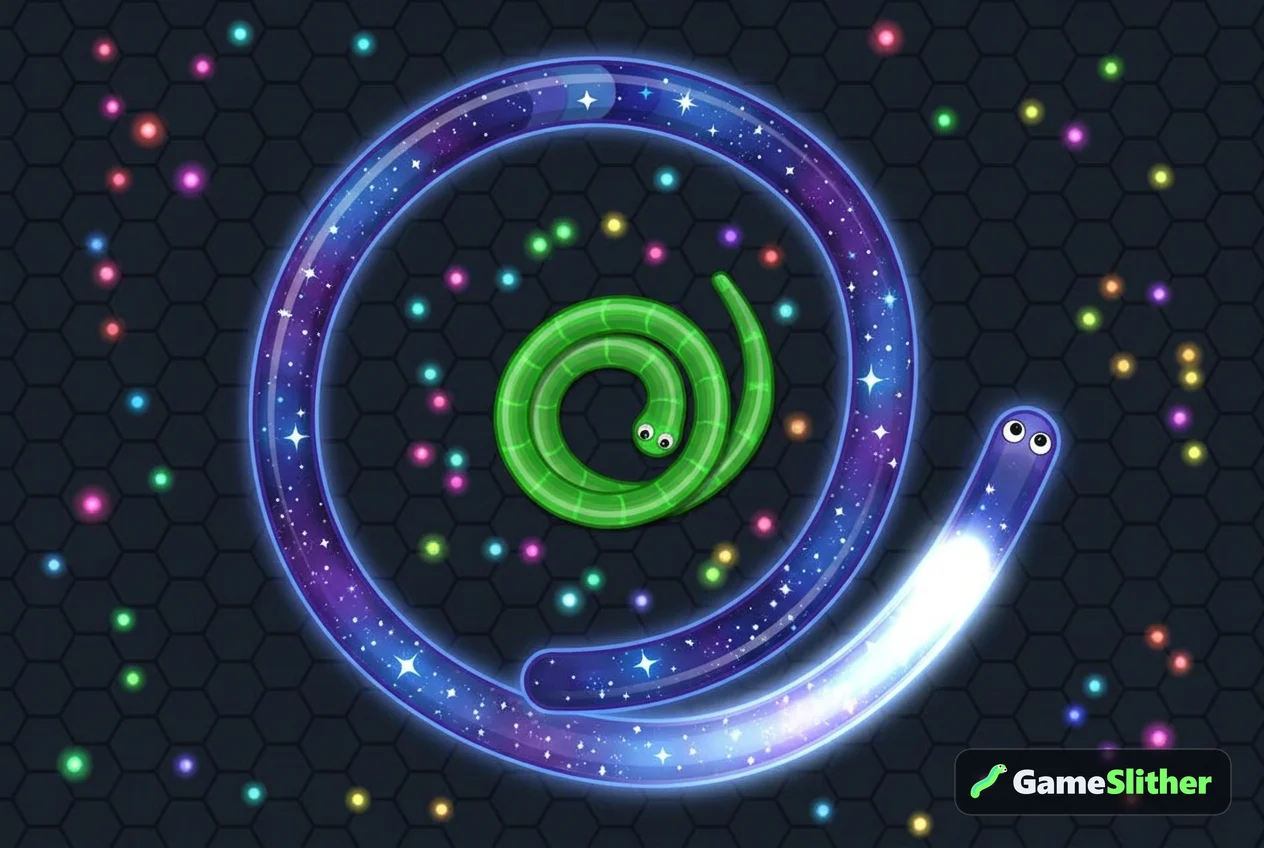 Large Galaxy snake boosting and coiling around a smaller snake in a tight loop