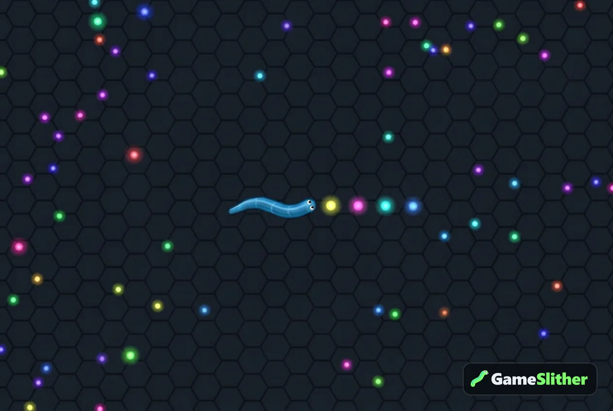 A short classic snake eating a neat line of pellets, echoing the simple Nokia-era formula