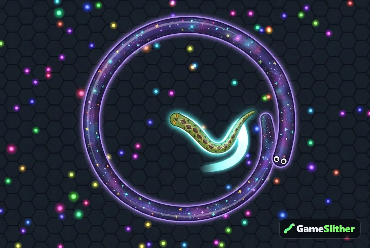 Ular Galaxy mengurung ular Jungle Python yang sedang boost di arena room privat